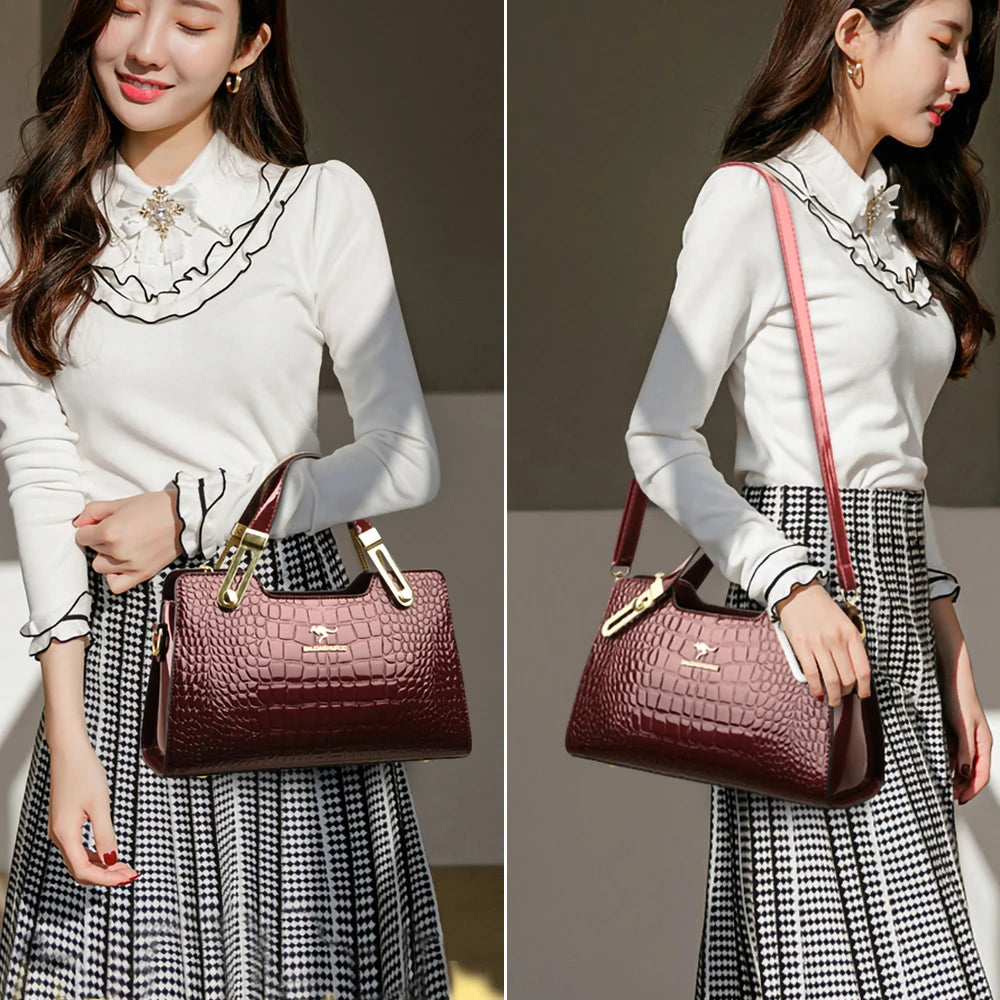 Ladies Quality Leather Letter Shoulder Bags