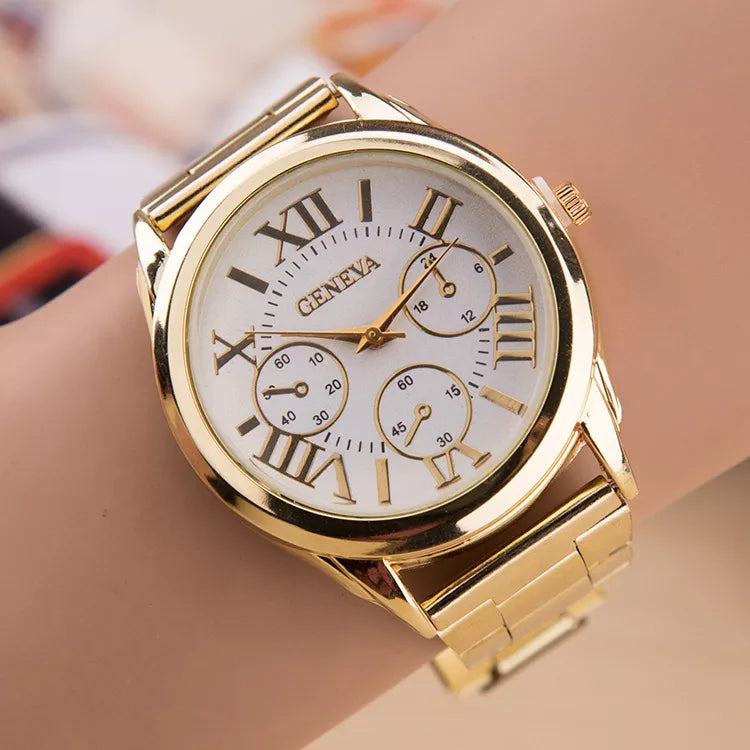 3 Eyes Gold Geneva Casual Quartz Watch