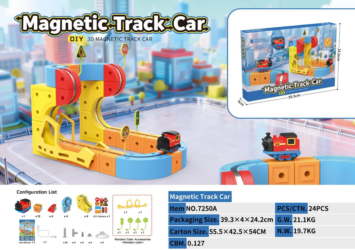 Educational Magnetic Train Track – 3D DIY Electric Magnetic Cube Toy f