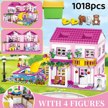 City Street View House Summer Holiday Villa Castle Building Block