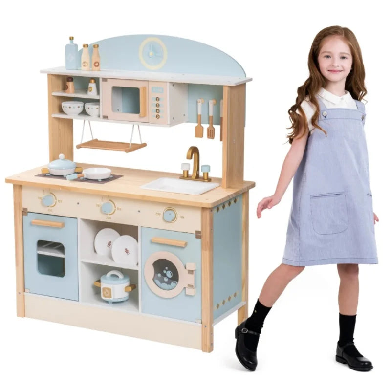 Robud Luxury Kids Play Kitchen Playset Wooden Pretend Playset