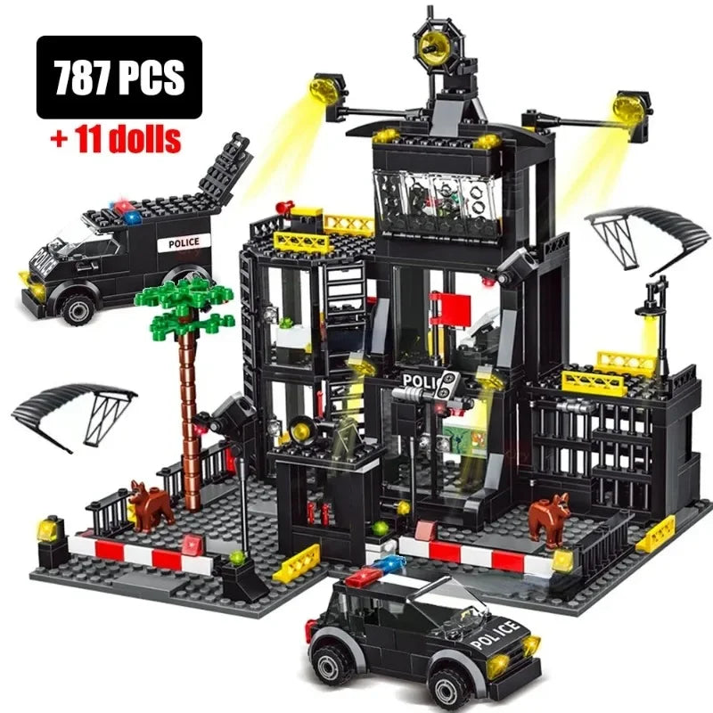 SWAT Police Station Military Building Blocks City Model Set